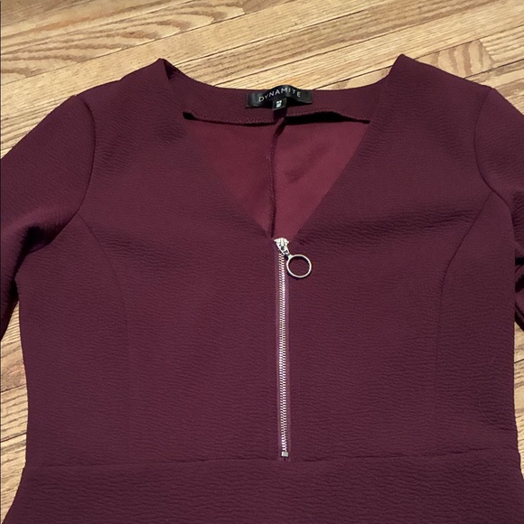 Dynamite Deep Burgundy Long Sleeve Dress - Picture 3 of 13